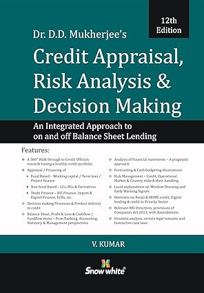 Dr DD Mukherjee's Credit Appraisal , Risk Analysis & Decision Making - An Integrated Approach to on and off Balance Sheet Lending-12th Edition