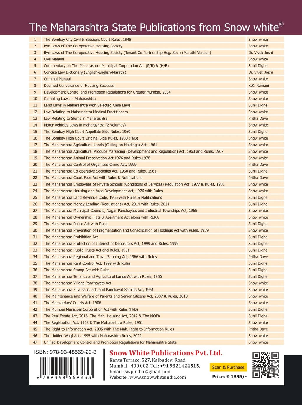 The Real Estate (Regulation and Development) Act, 2016 with Maharashtra Rules and Regulations (RERA) , MOFA, Apartment Ownership Act and Latest Case law