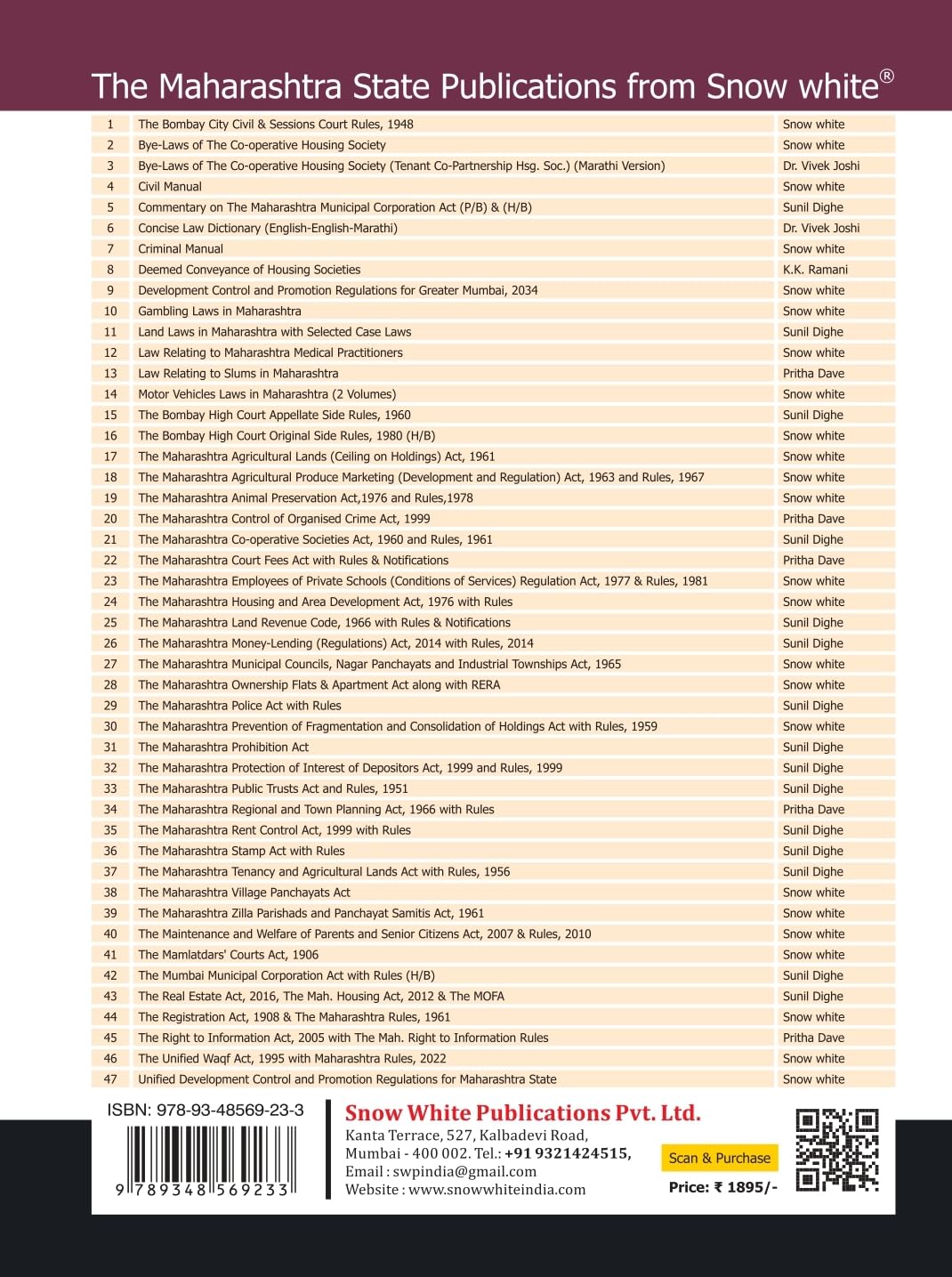 The Real Estate (Regulation and Development) Act, 2016 with Maharashtra Rules and Regulations (RERA) , MOFA, Apartment Ownership Act and Latest Case law