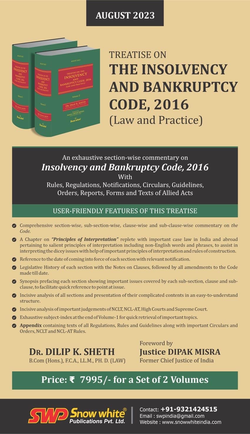 Treatise on the Insolvency and Bankruptcy Code, 2013 (Law and Practice) - August 2023 Edition with Rules, Regulations, Notifications, Circulars, Guidelines, Orders & Allied Acts