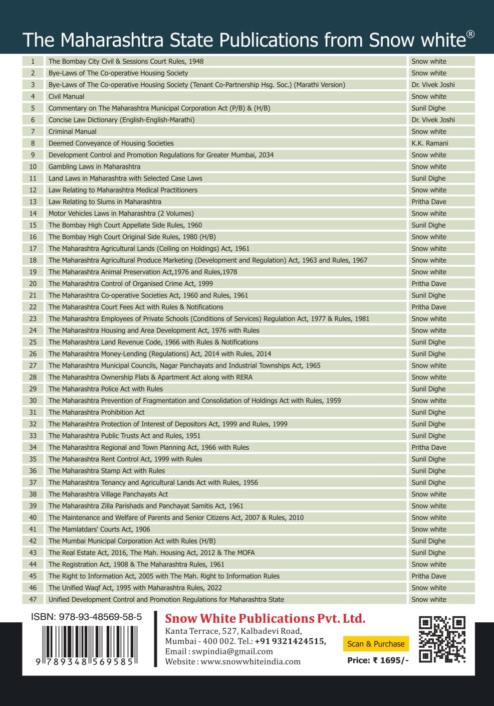 Land Laws in Maharashtra with Latest Amendments, Short Notes and Selected Case law