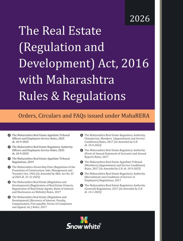 The Real Estate (Regulation and Development) Act, 2016 with Maharashtra Rules and Regulations (RERA) with all Orders, Circulars and FAQs [ Bare Act ]